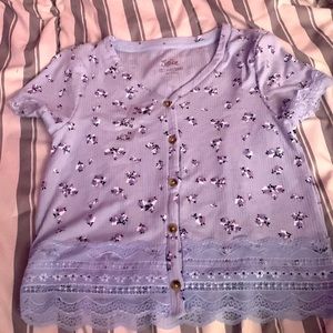 blue cardigan or shirt girls flower print in style smoke free home!